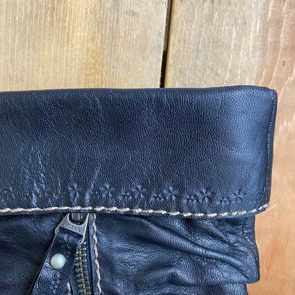Fossil Womens Fold Over Harness Boots Mid Calf Leather Black Size 9 - Picture 7 of 11